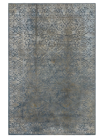 El dokuma Hindistan Jaipur halı Çikori Mavi 185x277 cm kuşbakışı üstten görünüm