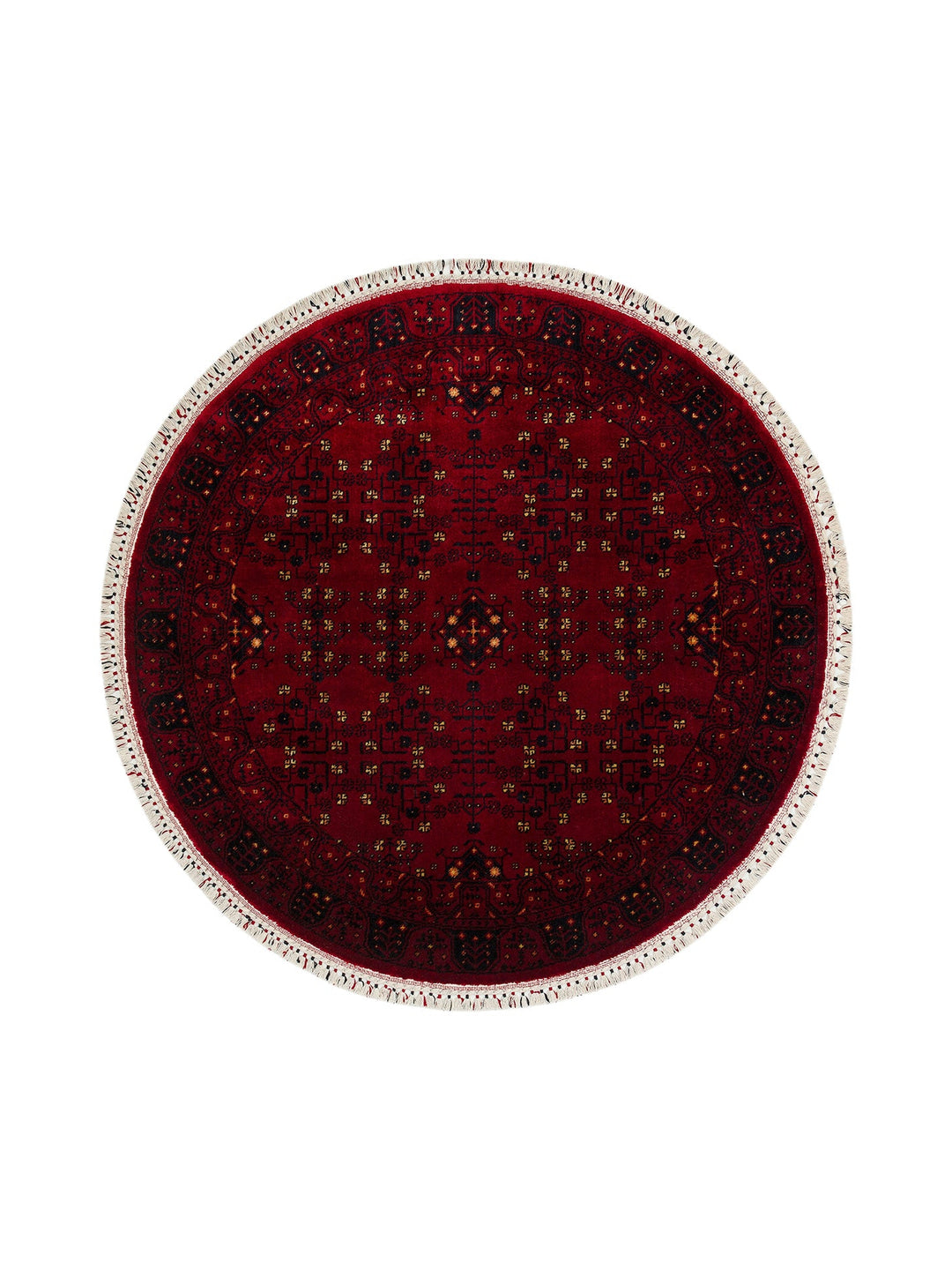 Kabil Afgan Desenli El Emeğiyle Özel Tezgahlarda Üretilen TENCEL™ Uşak Halısı 959 RED Q - Carpetdocia