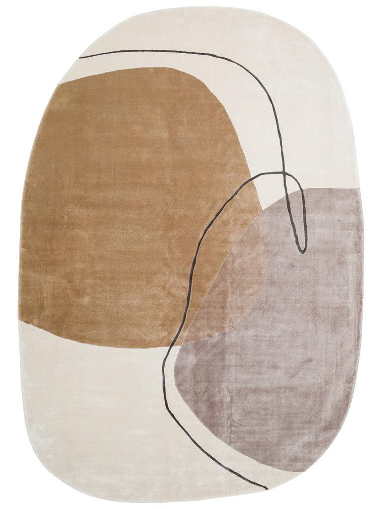 Monza Art Geometrik Desenli Yüksek Kalite Sık Dokuma Parlak Modern Salon Halısı 08 CREAM BLACK