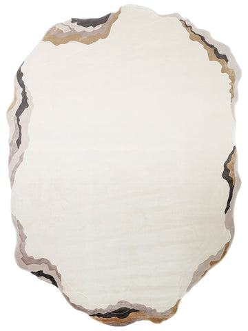 Tapete Monza Art 10 CREAM GOLD para Sala, Moderno, Brilhante, Alta Qualidade, Trama Densa com Estampa Geométrica