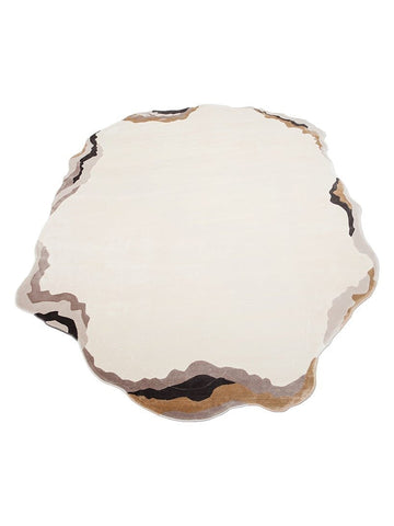 Tapete Monza Art 10 CREAM GOLD para Sala, Moderno, Brilhante, Alta Qualidade, Trama Densa com Estampa Geométrica
