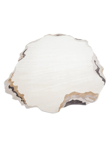 Tapete Monza Art 10 CREAM GOLD para Sala, Moderno, Brilhante, Alta Qualidade, Trama Densa com Estampa Geométrica