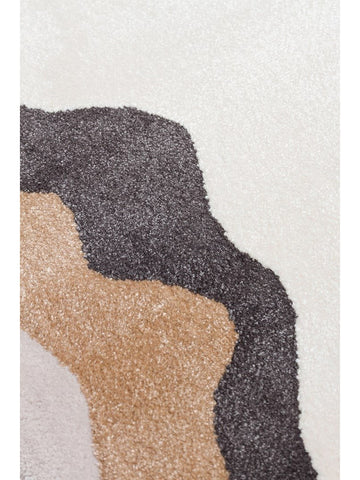 Tapete Monza Art 10 CREAM GOLD para Sala, Moderno, Brilhante, Alta Qualidade, Trama Densa com Estampa Geométrica