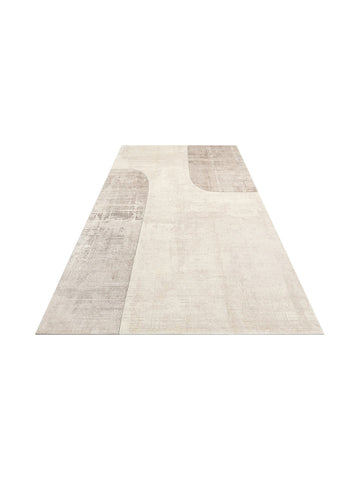 Monza Geometrik Desenli Yüksek Kalite Sık Dokuma Parlak Modern Salon Halısı 01 CREAM GREY - Carpetdocia