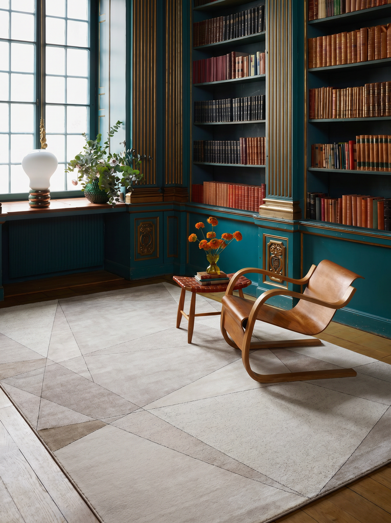 Monza Geometrik Desenli Yüksek Kalite Sık Dokuma Parlak Modern Salon Halısı 07 CREAM GOLD