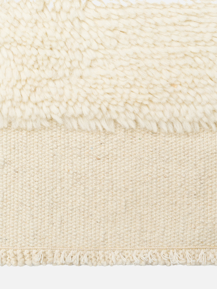 Morocco %100 Yün El Emeği ile Üretilen Uzun Tüylü Halı IVORY saçak detayı
