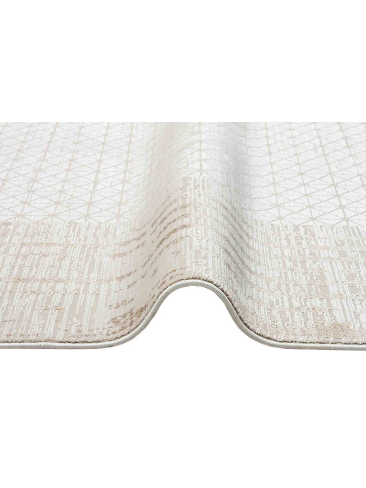Mumbai Serisi Art Deco Desenli Yüksek Kalite Sık Dokuma Parlak Salon Halısı 01 CREAM GOLD - Carpetdocia