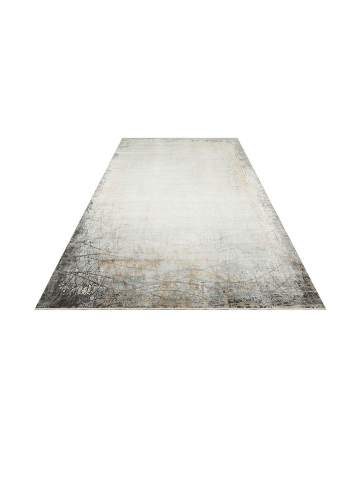 Mumbai Serisi Klasik Desenli Yüksek Kalite Sık Dokuma Parlak Salon Halısı 09 GREY GOLD - Carpetdocia