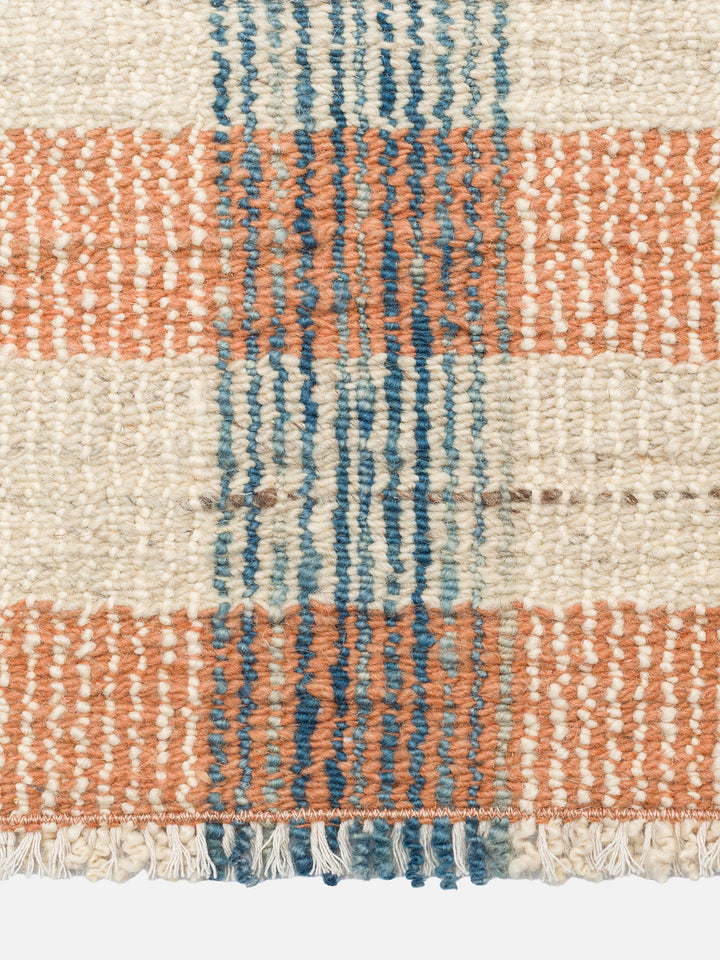 Oasis %100 Yün El Emeği ile Üretilen Kilim CORAL CHECK saçak detayı