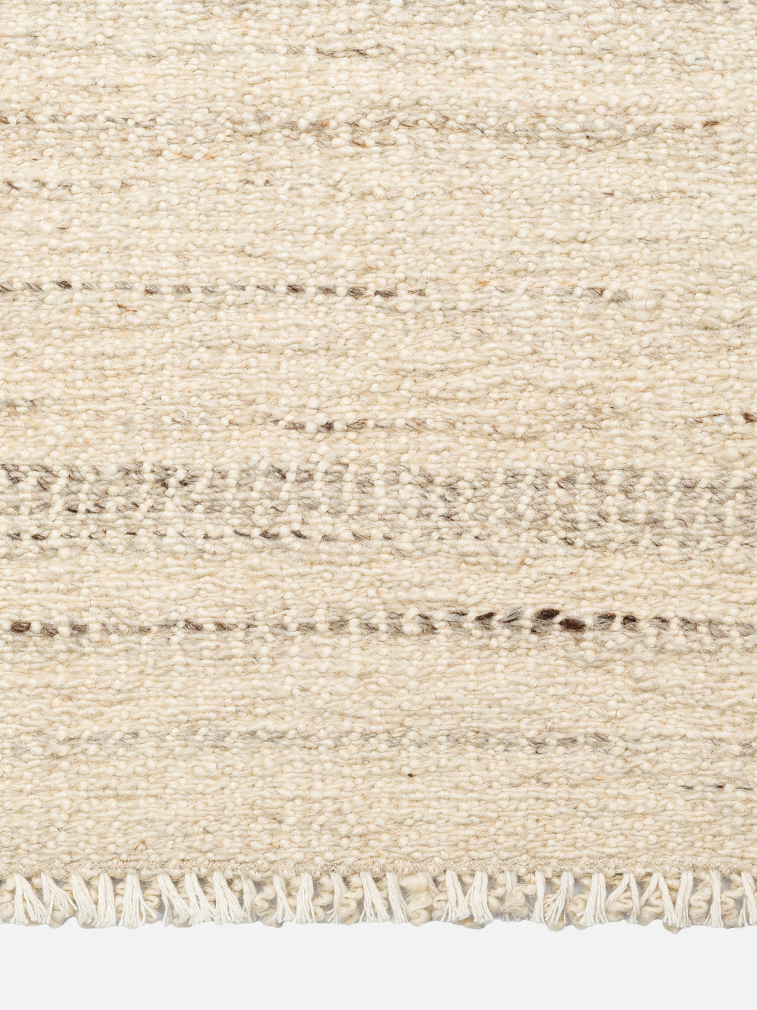 Oasis %100 Yün El Emeği ile Üretilen Kilim IVORY ESPRESSO saçak detayı