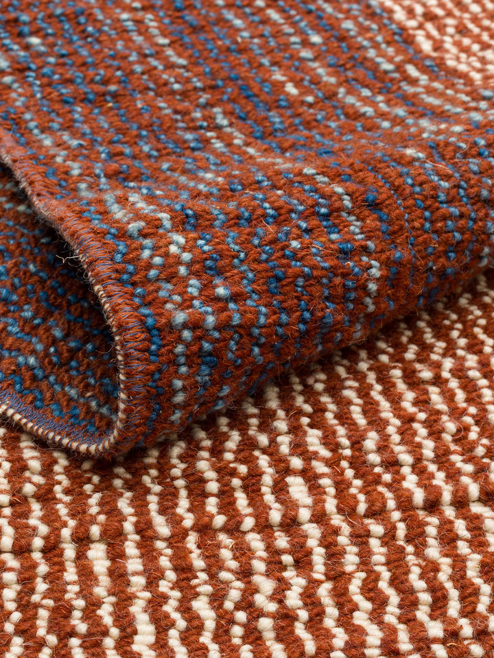 Oasis %100 Yün El Emeği ile Üretilen Kilim RUST kıvrım detayı