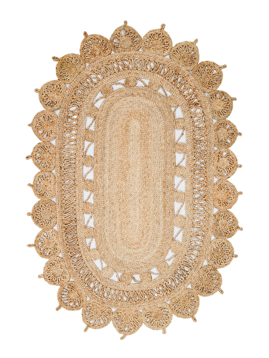 Only Jüt Yuvarlak ve Oval %100 Naturel Oturma Odası Antre Mutfak Balkon El Dokuma Halı CA109NATXW - Carpetdocia