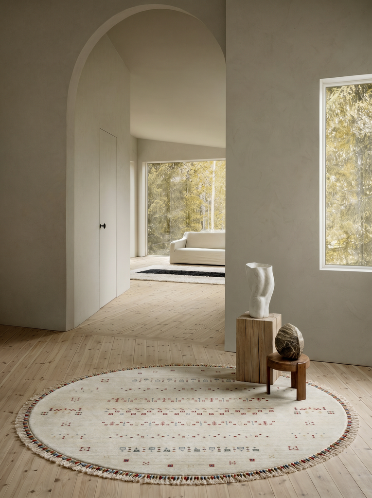 Oushak Carnaval %100 Naturel Kolay Temizlenir El Emeğiyle Üretilen TENCEL™ Modern Uşak Halısı 06 BEIGE Q