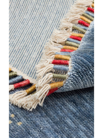 Oushak Carnaval %100 Natuurlijk Makkelijk Schoon Te Maken Met de Hand Gemaakt TENCEL™ Moderne Uşak Vloerkleed 06 BLAUW Q