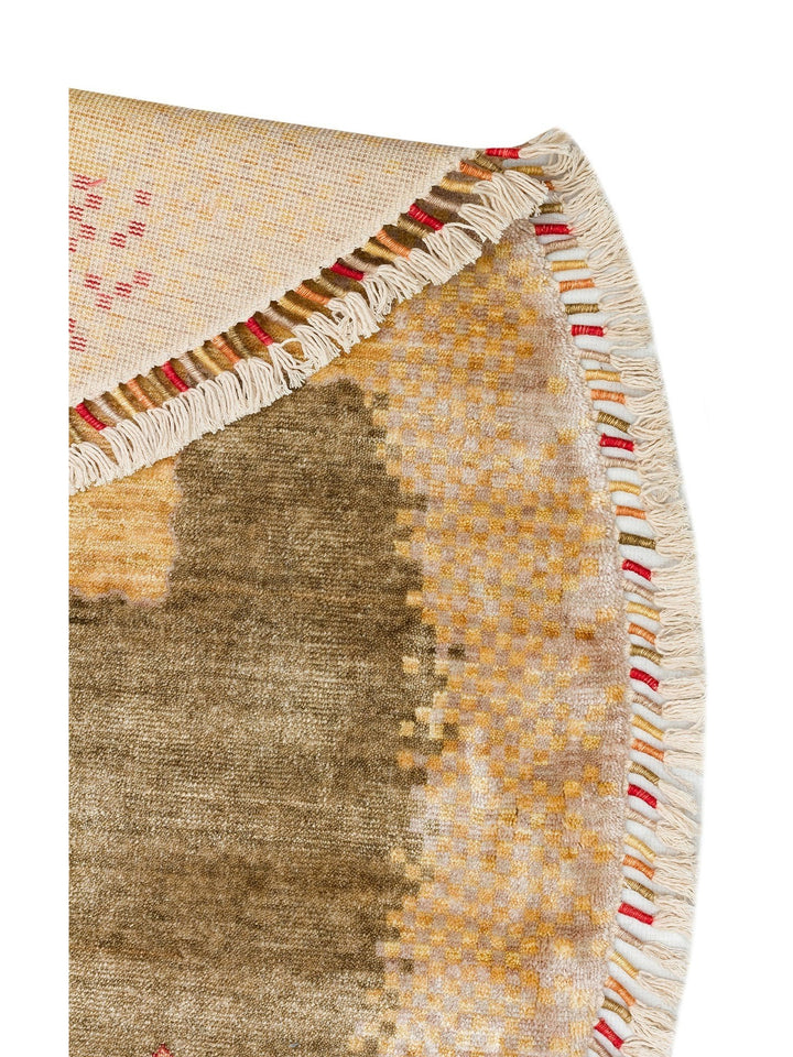 Oushak Carnaval %100 Naturel Kolay Temizlenir El Emeğiyle Üretilen TENCEL™ Modern Uşak Halısı 07 BEIGE AUTUMN Q