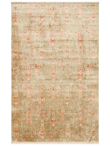 Oushak Carnaval %100 Naturel Kolay Temizlenir El Emeğiyle Üretilen TENCEL™ Modern Uşak Halısı 08 GREEN AUTUMN
