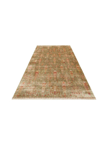 Oushak Carnaval %100 Naturel Kolay Temizlenir El Emeğiyle Üretilen TENCEL™ Modern Uşak Halısı 08 GREEN AUTUMN