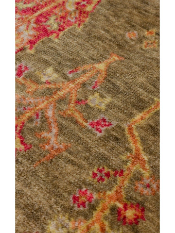Oushak Carnaval Alfombra Uşak Moderna TENCEL™ 100% Natural, Fácil de Limpiar, Hecha a Mano 08 GREEN AUTUMN Q  