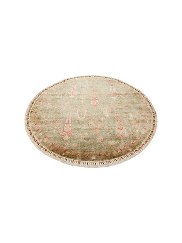 Oushak Carnaval Alfombra Uşak Moderna TENCEL™ 100% Natural, Fácil de Limpiar, Hecha a Mano 08 GREEN AUTUMN Q  