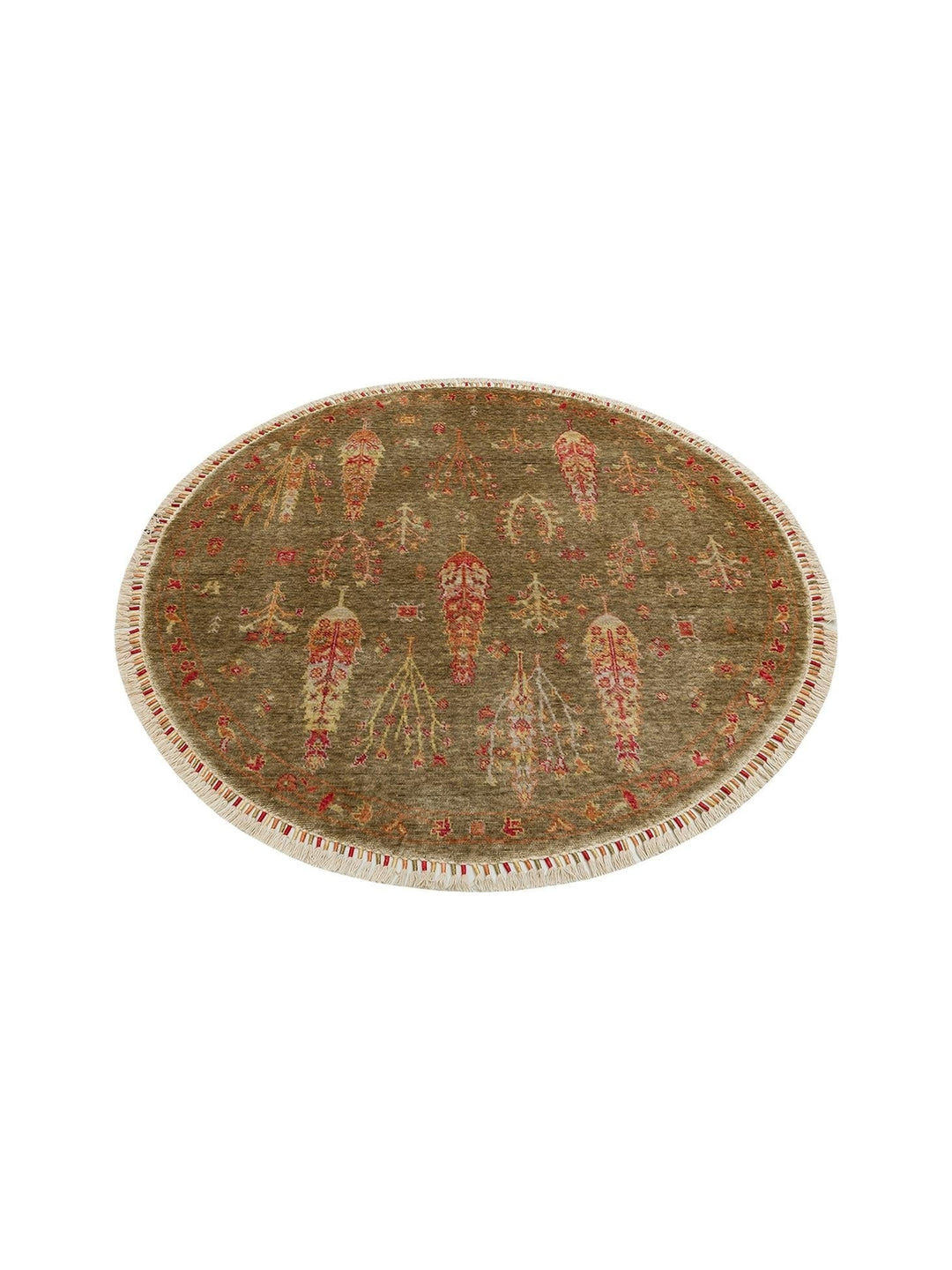 Oushak Carnaval %100 Naturel Kolay Temizlenir El Emeğiyle Üretilen TENCEL™ Modern Uşak Halısı 08 GREEN AUTUMN Q