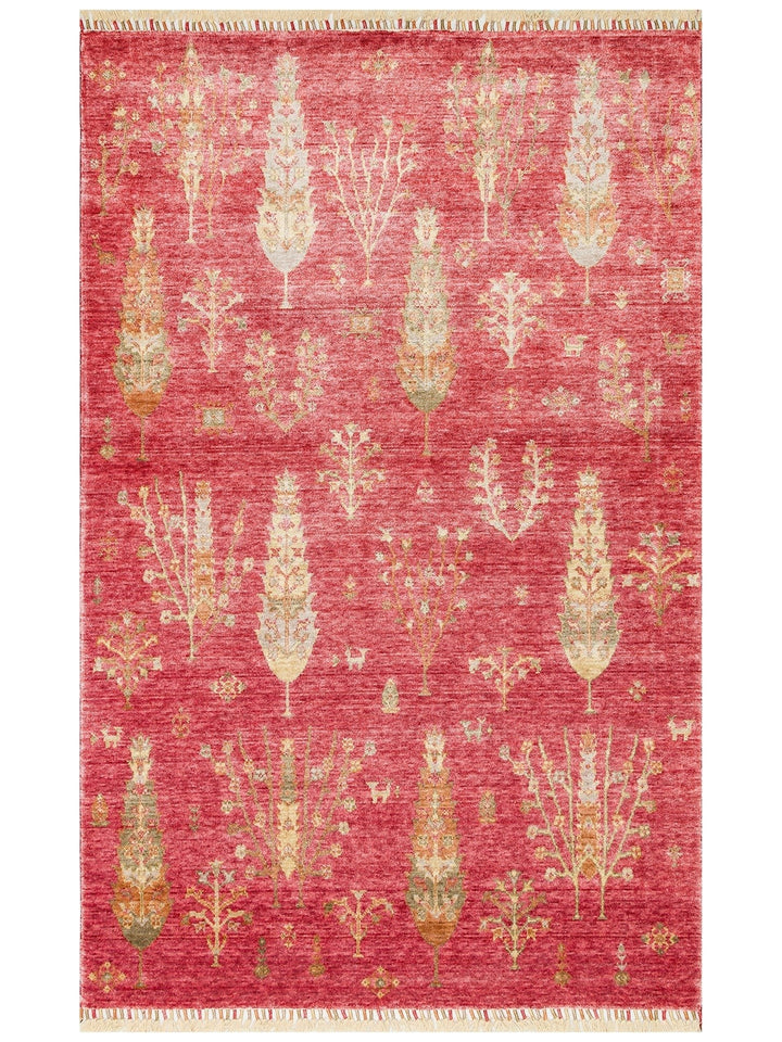 Oushak Carnaval 100% Natural Easy to Clean Handmade TENCEL™ Modern Uşak Carpet 08 RED AUTUMN