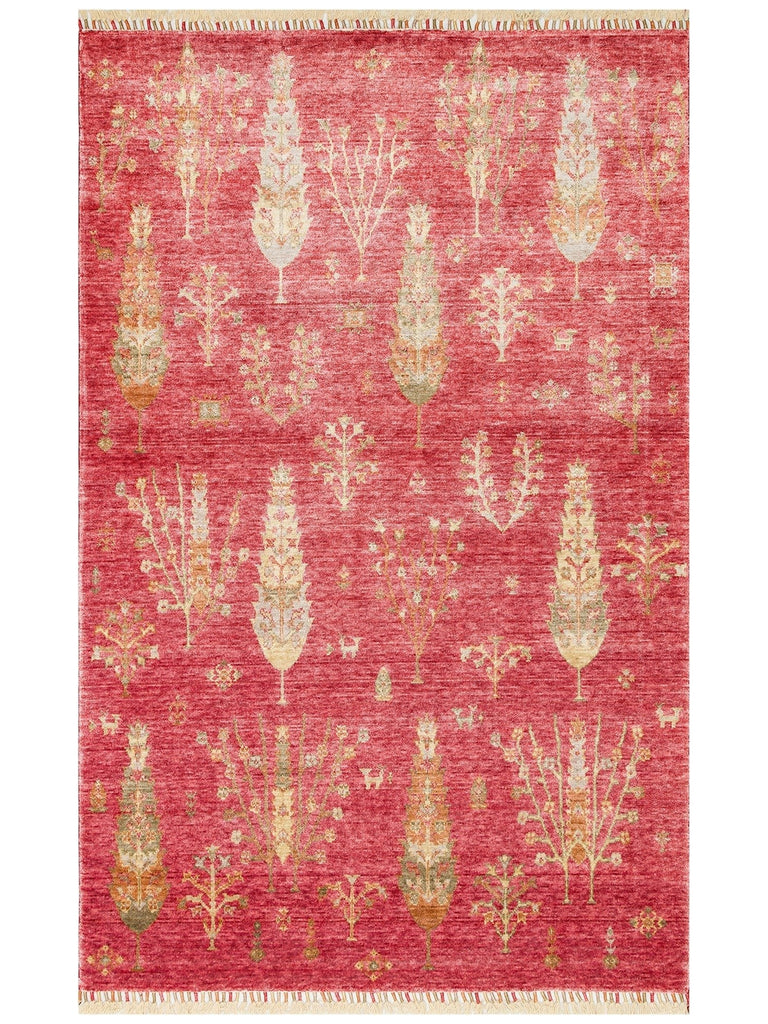 Oushak Carnaval 100% Natural Easy to Clean Handmade TENCEL™ Modern Uşak Carpet 08 RED AUTUMN