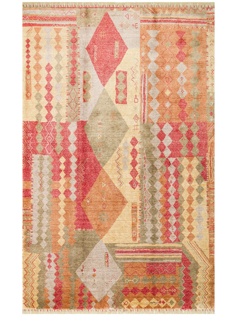 Oushak Carnaval %100 Naturel Kolay Temizlenir El Emeğiyle Üretilen TENCEL™ Modern Uşak Halısı 10 RED