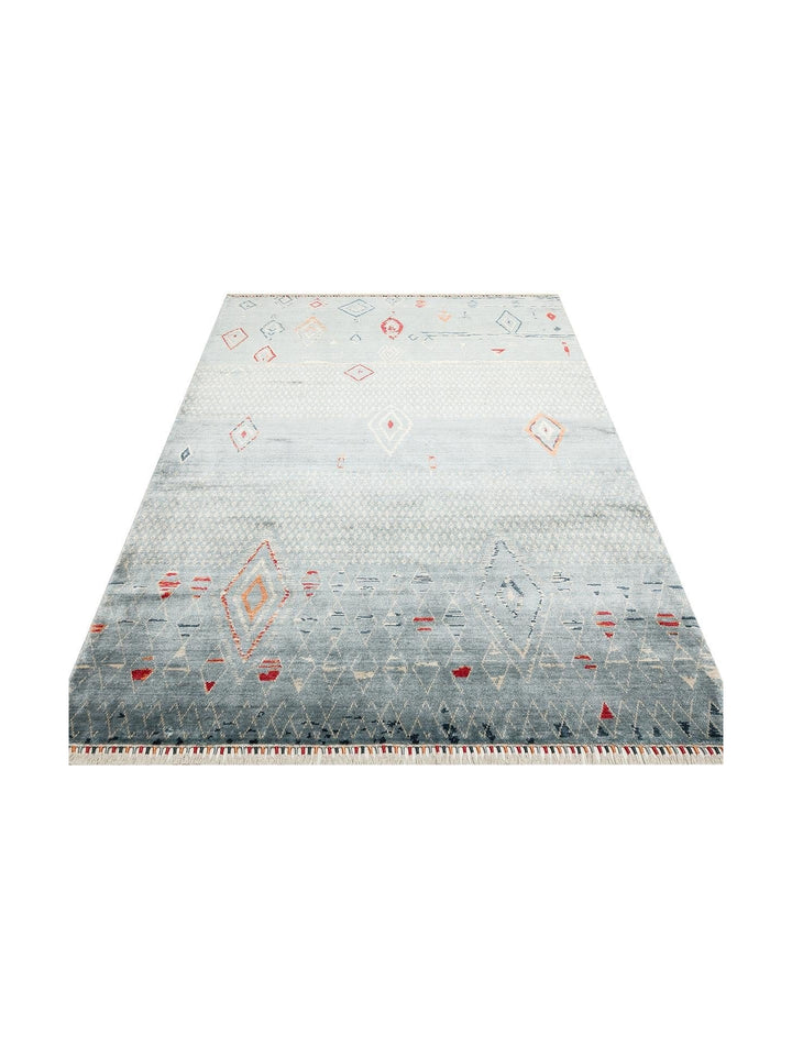 Oushak Carnaval 100% Natural Easy to Clean Handmade TENCEL™ Modern Uşak Carpet 15 AQUA MULTY