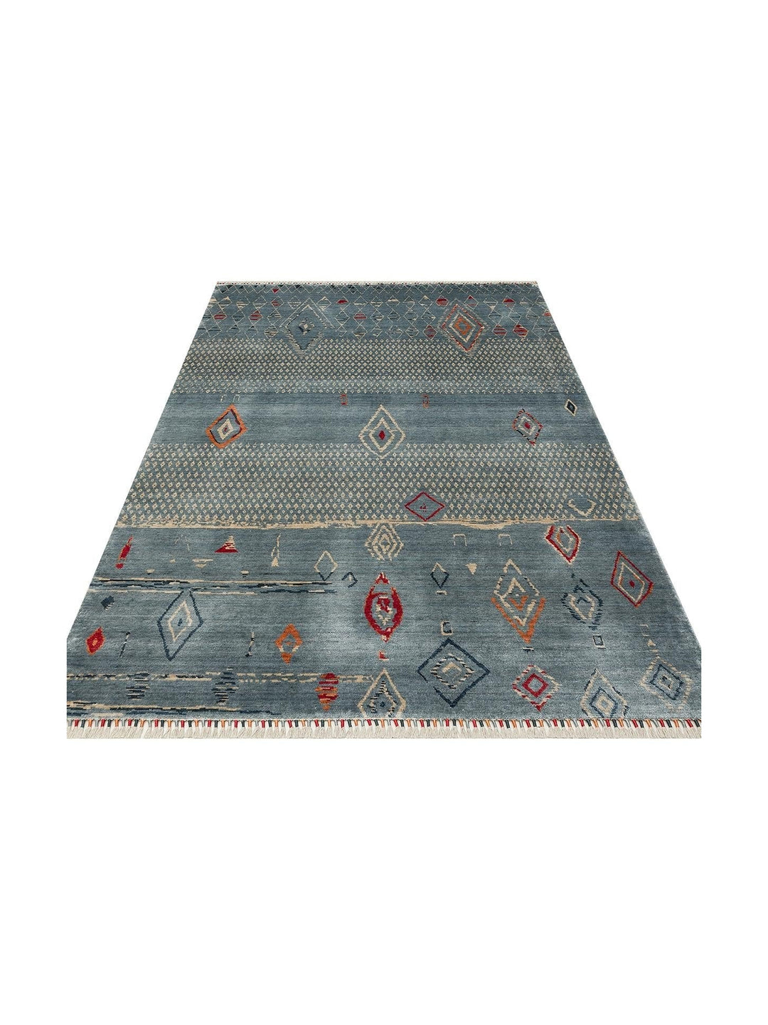 Oushak Carnaval 100% Natural Easy to Clean Handmade TENCEL™ Modern Uşak Carpet 15 AQUA MULTY