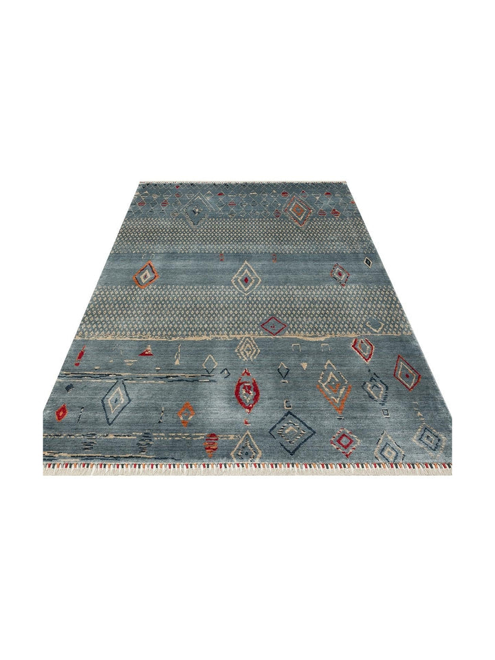 Oushak Carnaval 100% Natural Easy to Clean Handmade TENCEL™ Modern Uşak Carpet 15 AQUA MULTY