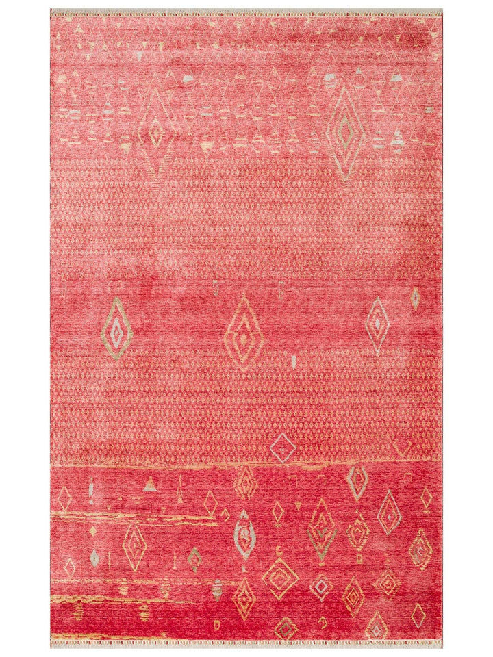 Oushak Carnaval 100% Natural Easy to Clean Handmade TENCEL™ Modern Uşak Carpet 15 RED AUTUMN