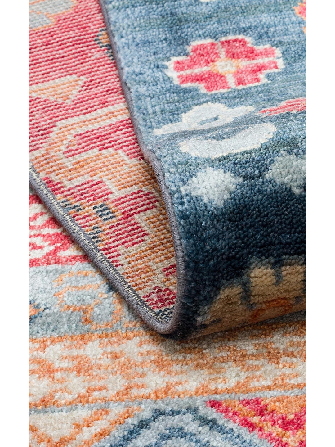 Oushak Carnaval 100% Natural Easy to Clean Handmade TENCEL™ Modern Uşak Carpet 17 NAVY MULTY