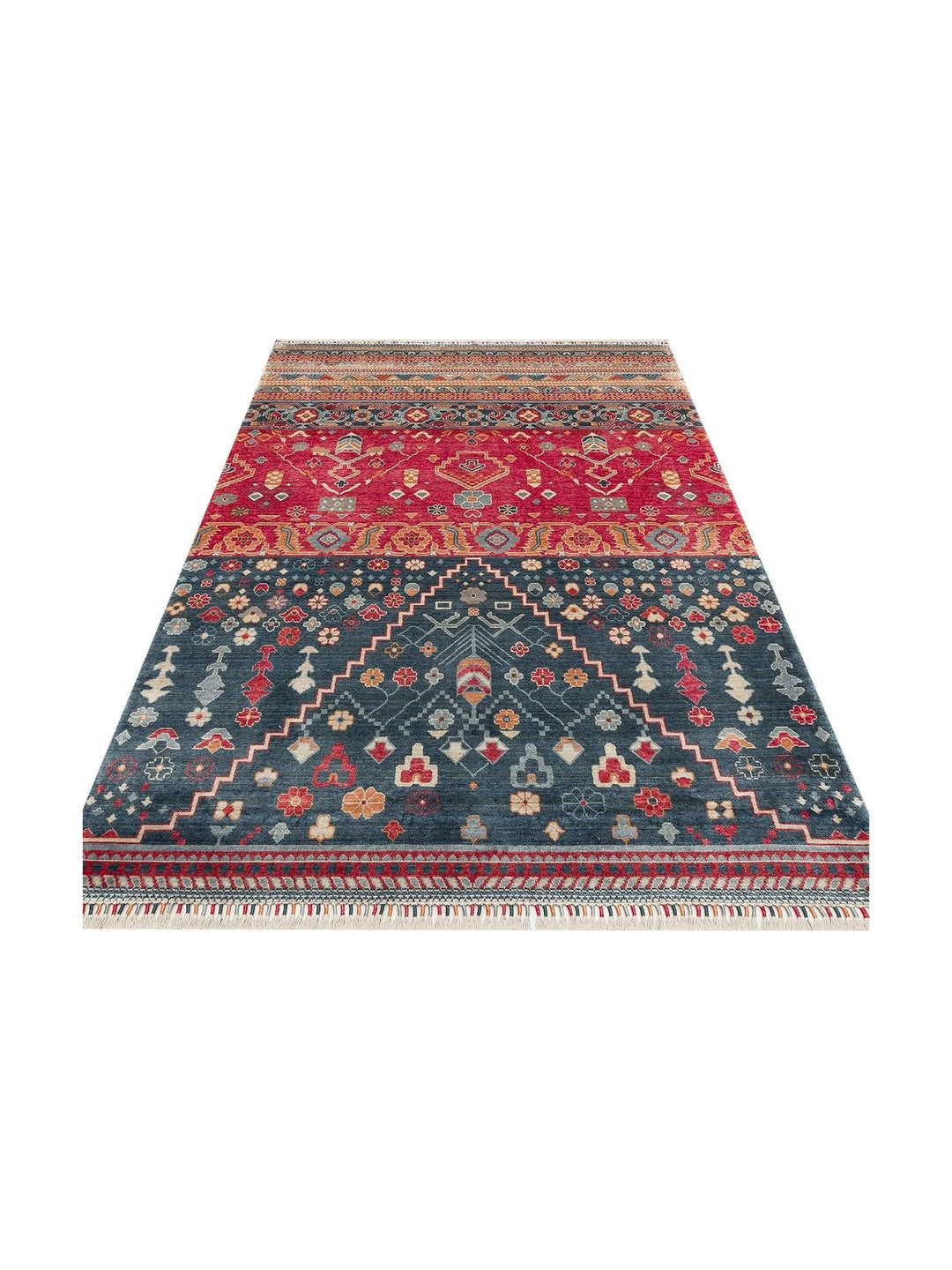 Oushak Carnaval 100% Natural Easy to Clean Handmade TENCEL™ Modern Uşak Carpet 17 NAVY MULTY