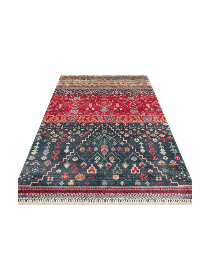 Oushak Carnaval 100% Natural Easy to Clean Handmade TENCEL™ Modern Uşak Carpet 17 NAVY MULTY