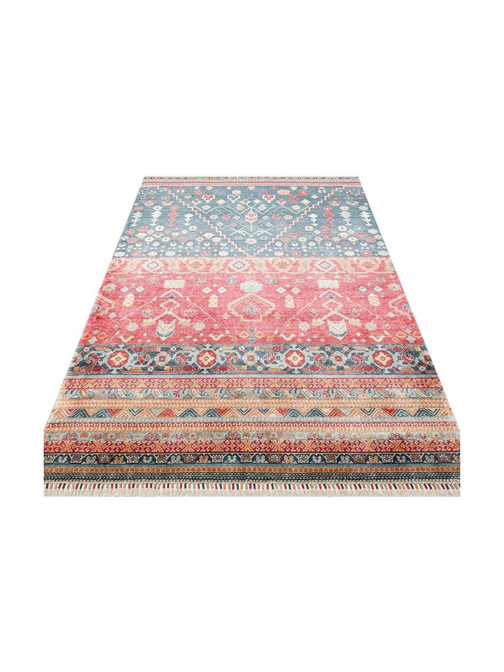 Oushak Carnaval 100% Natural Easy to Clean Handmade TENCEL™ Modern Uşak Carpet 17 NAVY MULTY