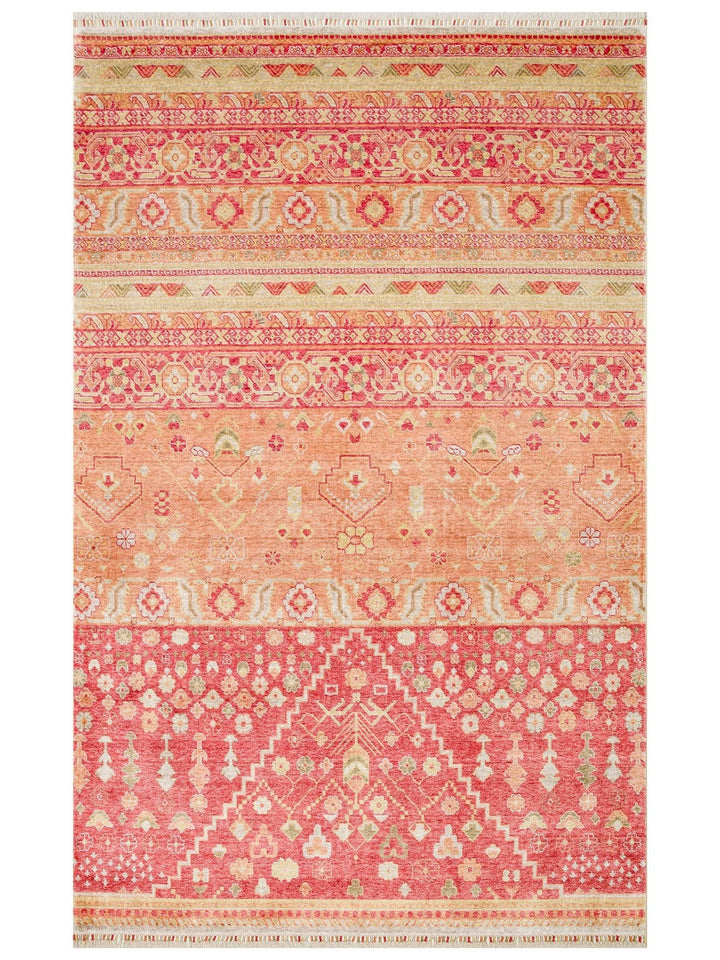 Oushak Carnaval 100% Natural Easy to Clean Handmade TENCEL™ Modern Uşak Carpet 17 RED AUTUMN