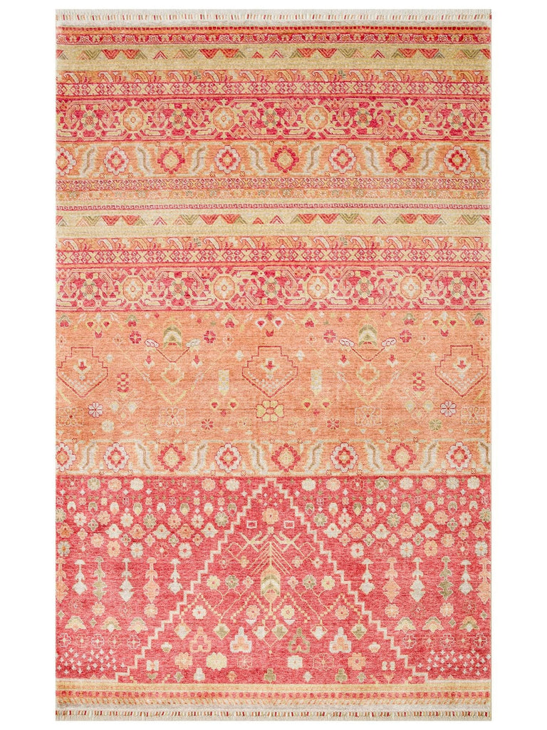 Oushak Carnaval 100% Natural Easy to Clean Handmade TENCEL™ Modern Uşak Carpet 17 RED AUTUMN