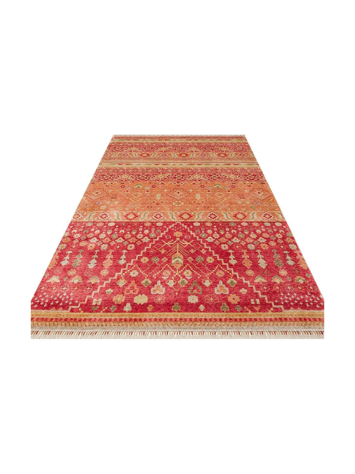 Oushak Carnaval 100% Natural Easy to Clean Handmade TENCEL™ Modern Uşak Carpet 17 RED AUTUMN