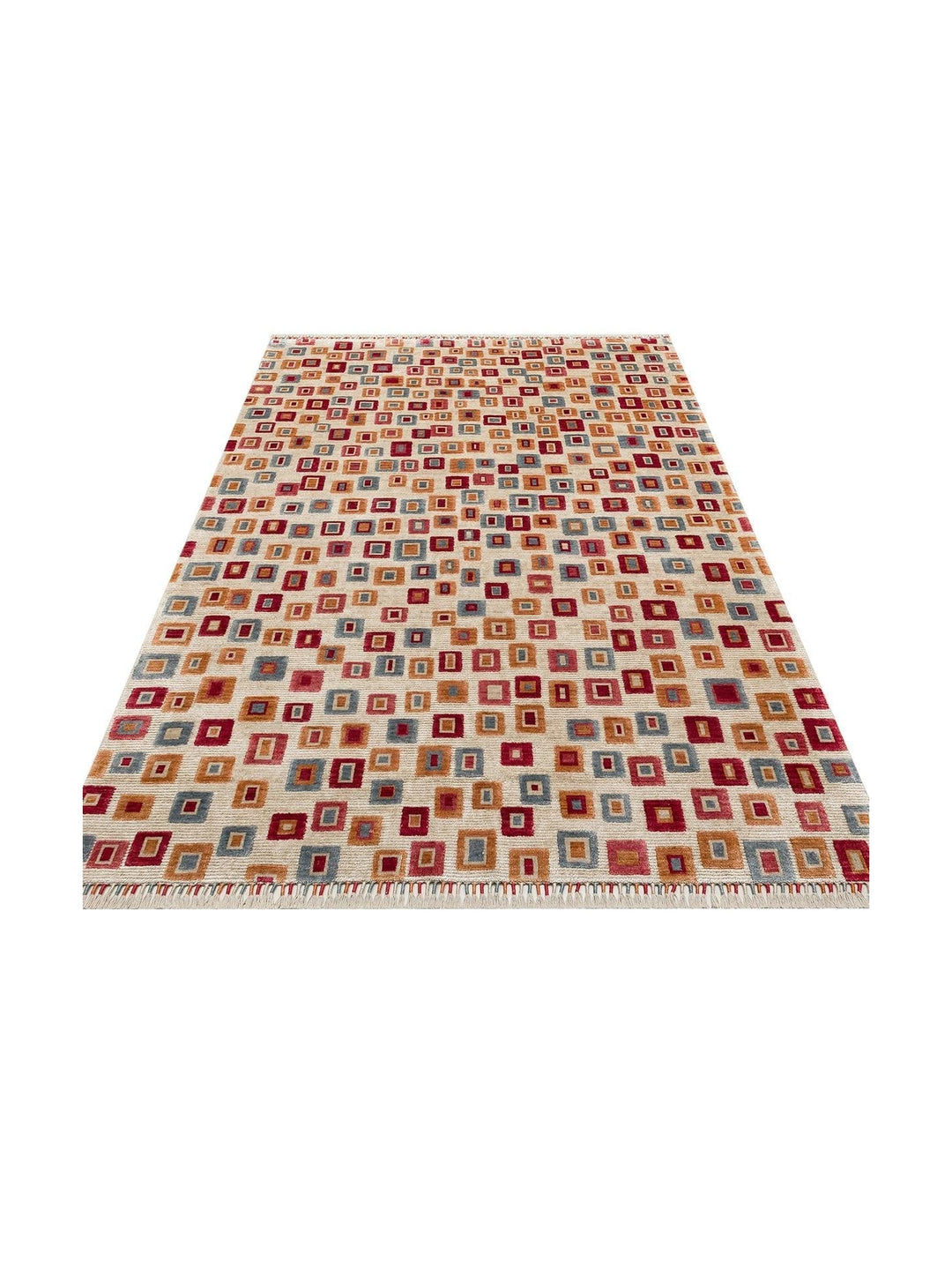 Oushak Carnaval 100% Natural Easy to Clean Handmade TENCEL™ Modern Uşak Carpet 21 BEIGE MULTY