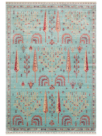 Oushak Carnaval %100 Naturel Kolay Temizlenir El Emeğiyle Üretilen TENCEL™ Modern Uşak Halısı 22 TURQUOISE