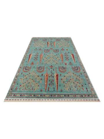 Oushak Carnaval %100 Naturel Kolay Temizlenir El Emeğiyle Üretilen TENCEL™ Modern Uşak Halısı 22 TURQUOISE