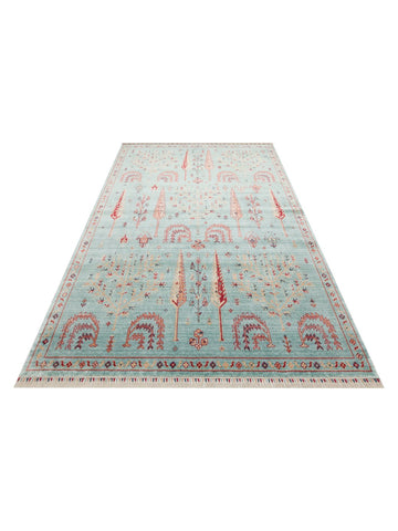 Oushak Carnaval %100 Naturel Kolay Temizlenir El Emeğiyle Üretilen TENCEL™ Modern Uşak Halısı 22 TURQUOISE