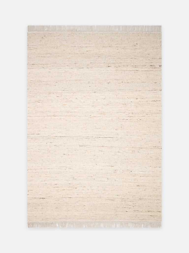 Cordoba Serisi Yeni Zelanda Yünü ve Pamuk Saçaklı Oturma Odası Salon Modern El Dokuma Kilim 08 CREAM BROWN