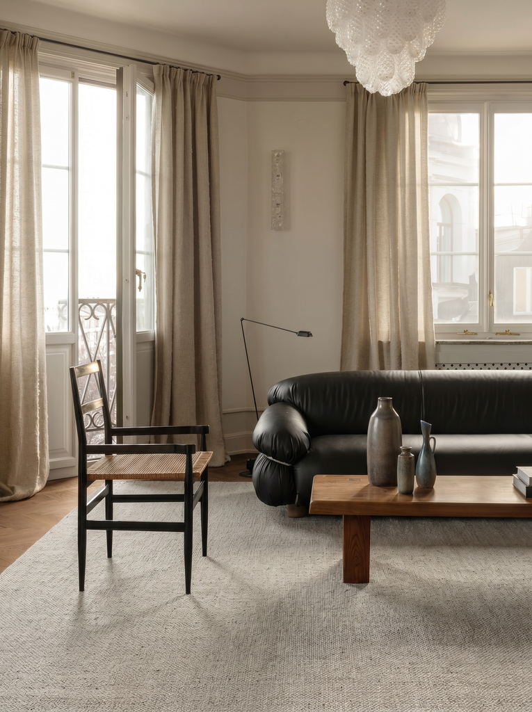 Puralana Series 100% Natural Wool and Cotton Handwoven Scandinavian Living Room Carpet GRY