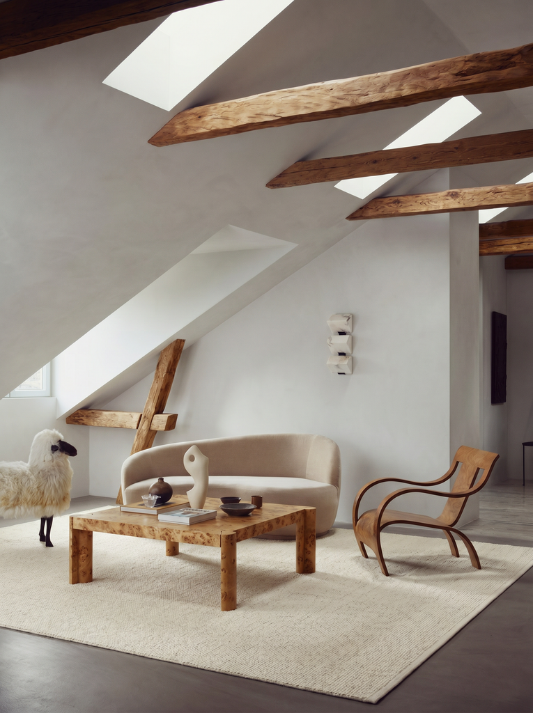 Puralana Series 100% Natural Wool and Viscose Handwoven Scandinavian Living Room Carpet IVR