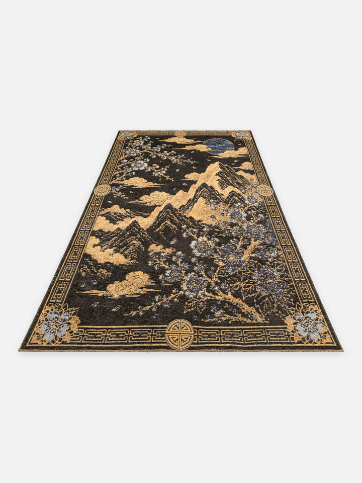 Ruggadocia Hokusai Sakura Dağ Desenli Halı detay