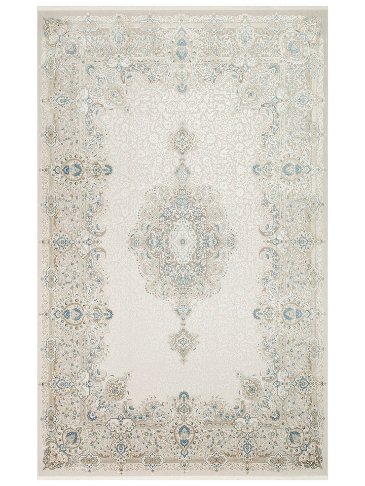 Üsküdar Serisi Yüksek Kaliteli Sık Dokuma Modern Salon Halısı 01 CREAM BLUE - Carpetdocia