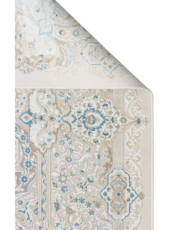 Üsküdar Serisi Yüksek Kaliteli Sık Dokuma Modern Salon Halısı 01 CREAM BLUE - Carpetdocia