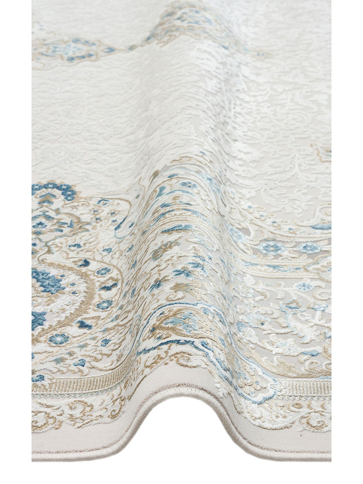Üsküdar Serisi Yüksek Kaliteli Sık Dokuma Modern Salon Halısı 01 CREAM BLUE - Carpetdocia