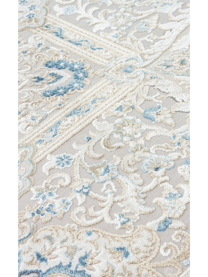 Üsküdar Serisi Yüksek Kaliteli Sık Dokuma Modern Salon Halısı 01 CREAM BLUE - Carpetdocia